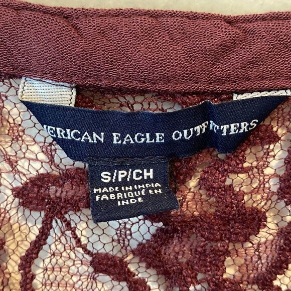 American Eagle Outfitters Long Lace Sleeve Peasant Blouse Women's Size S - Picture 4 of 7